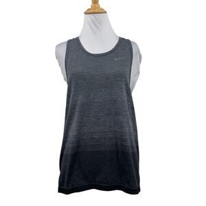 Nike Tank Top Womens S Small Gray Ombre Dri Fit Knit Breathable Low Cut Sides